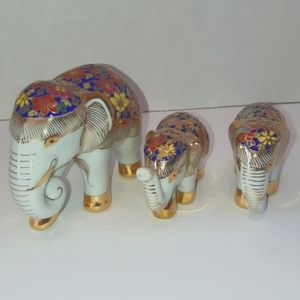Boho Handpainted Elephant Family